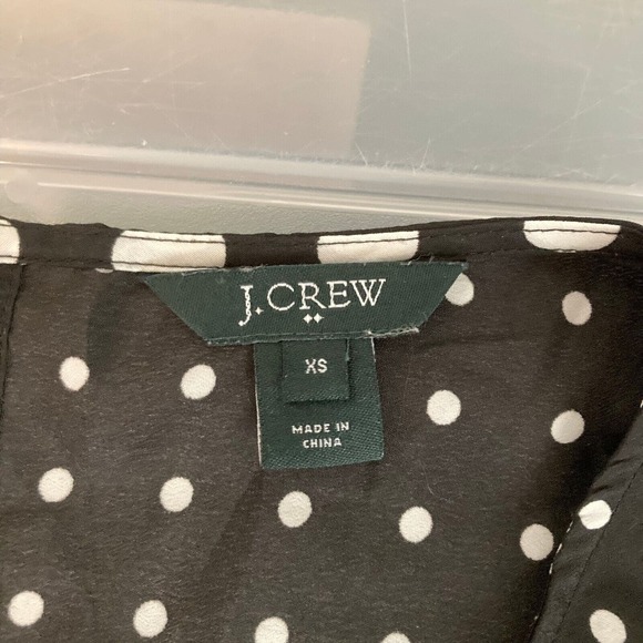 J. Crew Shirt Womens Sz XS Black White Polka Dot Blouse Long Sleeve Lightweight - Picture 5 of 9